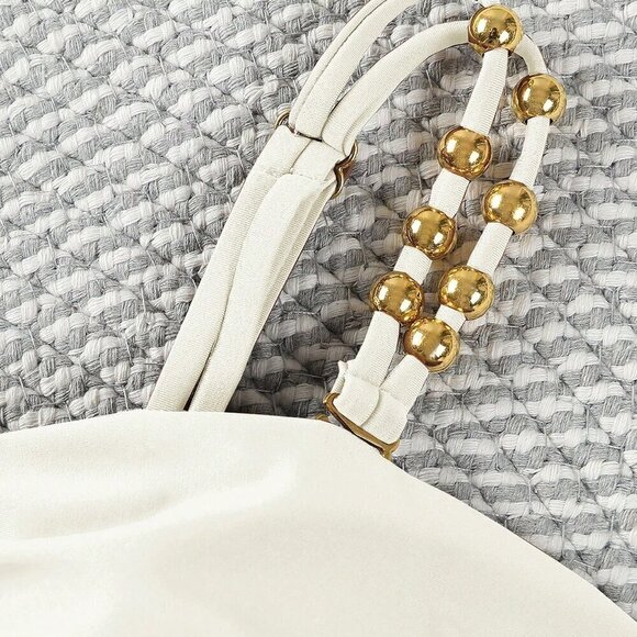 White Sexy Women's Hollow Out Solid Color Daily One-Piece Swimsuit - Picture 4 of 5